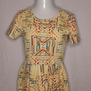 LuLaRoe Amelia Dress Size Large Multicolor Pleat